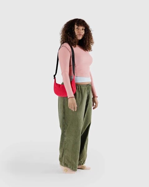 Baggu Small Nylon Crescent Bag Candy Apple
